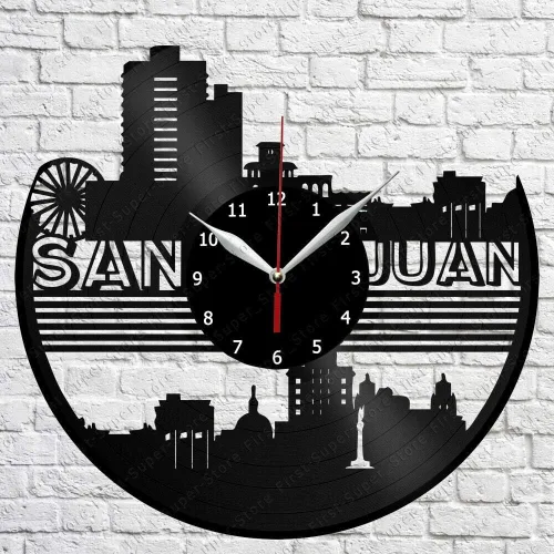 San Juan Puerto Rico - Reloj de pared de vinilo con registro LP, decoración del hogar, arte hecho a mano, regalo de personalidad (tamaño: 12