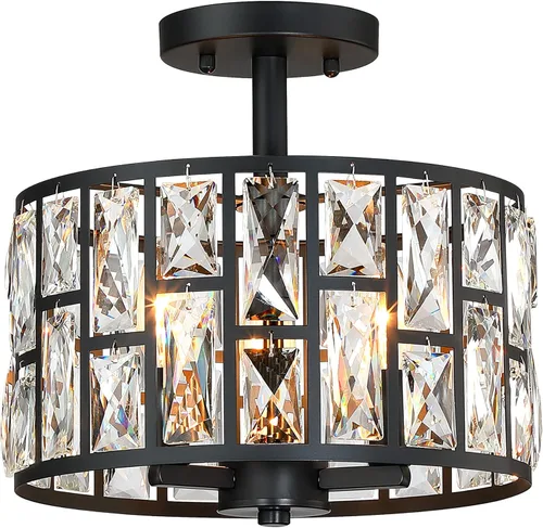 Miniatura 9 de MEXO Lámpara Colgante de Cristal Moderna Accesorio de Iluminación Paquete de 2 con Acabado Dorado Iluminación Colgante Candelabro de Cristal