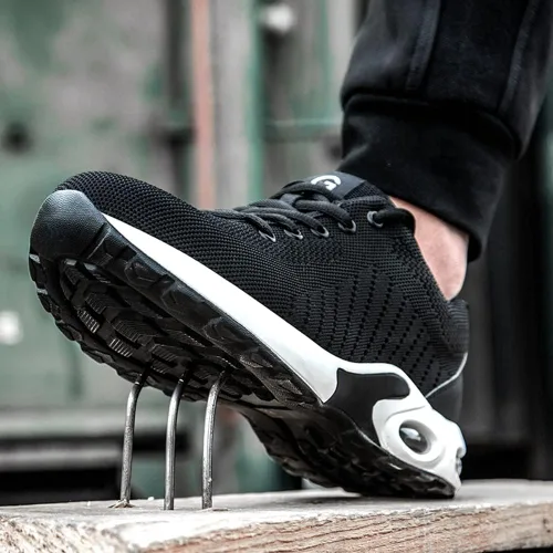 Miniatura 4 de Tinefiy Steel Toe Shoes Men Women Lightweight Air Cushion Safety Sneakers Slip Resistant Work Sneakers Safety Toe Tennis Shoes Indestructible Shoe