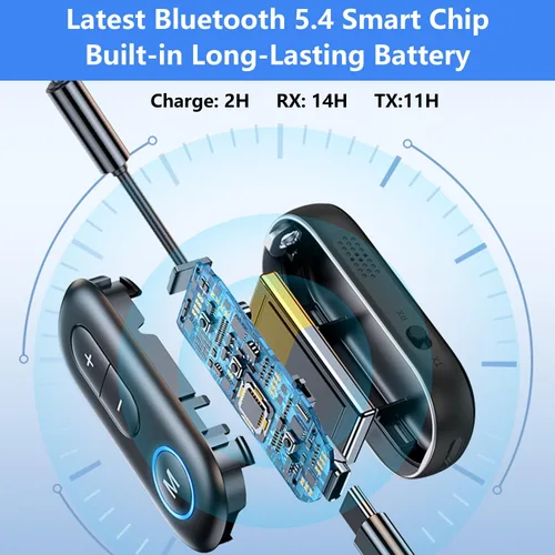 Miniatura 4 de SYENGKKY Transmisor Receptor Bluetooth 5.4 - Adaptador de audio inalámbrico Bluetooth 2 en 1 para auriculares o dispositivos BT - Adaptador de audio