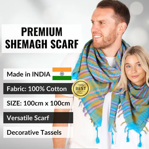 Miniatura 41 de LOVARZI Shemagh Cottons Arab Keffiyeh - Bufanda militar táctica para cabeza y cuello