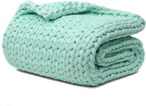 Miniatura 30 de YnM Manta Gruesa de Lana, Tejida a Mano con Hilo de Chenilla, Amigable para la Piel, Ventilada y Transpirable, Lavable a Máquina, Pieza