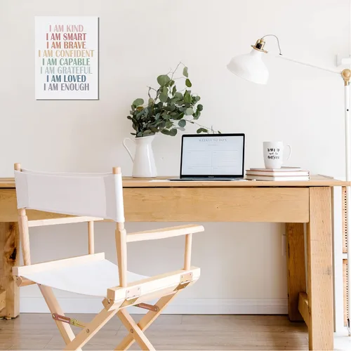 Miniatura 5 de BIWSHA Decoración de aula I Am Kind I Am Smart I Am Brave Affirmations - Lienzo decorativo de pared para dormitorio, sala de lectura, guardería