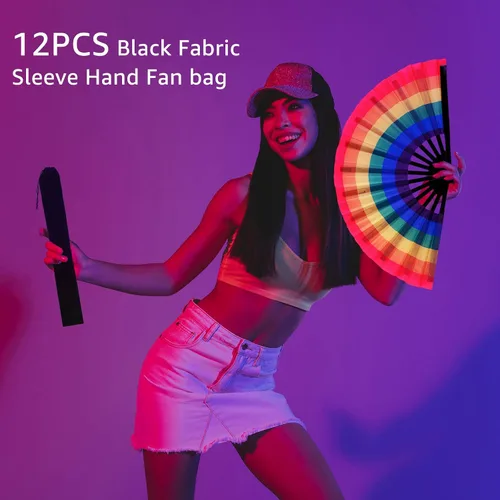 Miniatura 3 de Windyun 12 bolsas grandes para abanicos, fundas plegables de terciopelo, con cordones, protector de envoltura de regalo para línea, baile, clack