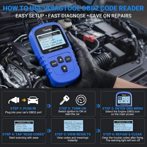 Miniatura 2 de VDIAGTOOL VD10 Escáner OBD2 Lector de Códigos Herramienta de Diagnóstico Automotriz Lector de Códigos de Falla del Motor para Apagar CEL con Freeze