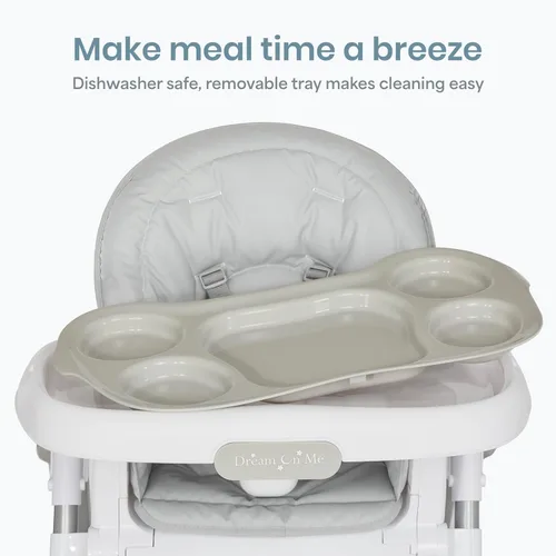 Miniatura 4 de Dream On Me Solid Times - Silla alta para bebés y niños pequeños en gris, múltiples posiciones de reclinación y altura, silla alta ligera y portátil