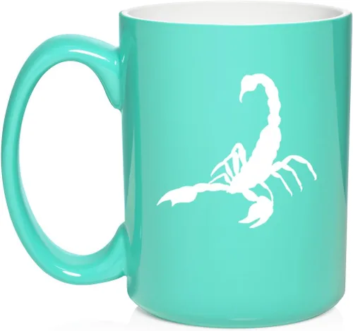 Miniatura 8 de Daylor Taza de café de cerámica Scorpion, regalo para ella, él, amigo, compañero de trabajo, esposa, esposo (11 onzas, azul)