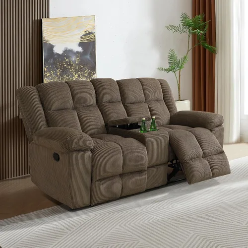 Miniatura 34 de Juego de sofá reclinable para muebles de sala de estar, juego de sofá y silla reclinable de pana verde, tela manual, sofá reclinable de 3 plazas