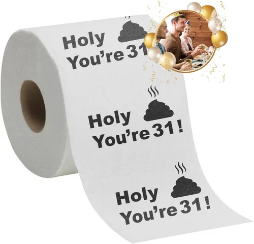 Papel higiénico para decoración de cumpleaños número 31 para hombres y mujeres, diseño divertido, gran regalo divertido de broma, ecológico, ultra
