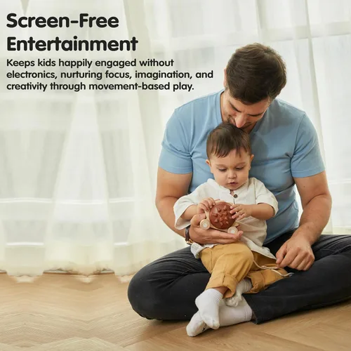 Miniatura 7 de PlanToys® Erizo de madera Juguete Montessori para niños pequeños Juguete para caminar con sonido, aprendizaje temprano, equilibrio y Erizo Pull