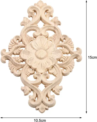 Miniatura 2 de MUXSAM - Apliques tallados en madera, 2 piezas decorativas de madera, calcomanías de centro de muebles sin pintar para armario, tocador, cama