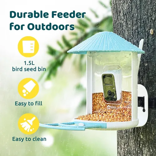 Miniatura 7 de NETVUE Birdfy® Hummee - Comedero inteligente para colibríes con cámara, videos de aves de captura automática y observación de aves de cerca, Azul