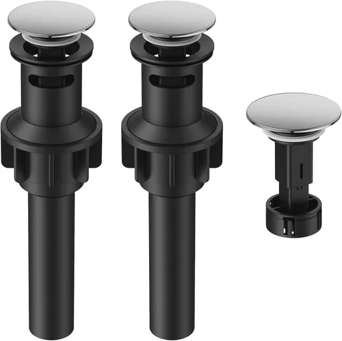 Miniatura 10 de Drenaje de lavabo de baño con desbordamiento, tapón universal para lavabo de baño, drenaje de plástico de drenaje rápido con colador 2 x negro mate