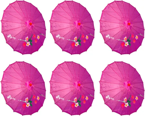 TJ Global Pack de 6 sombrillas japonesas chinas de 22.0 in para bodas, fotografías, disfraces, cosplay, decoración y otros eventos, 6 paraguas