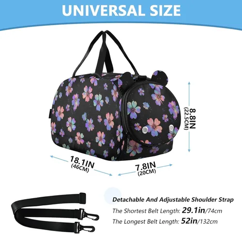 Miniatura 3 de Neon Seasons Flower Elegant Small Gym Bag with Shoes Compartment Large Capacity Carry on Luggage for Travel, Sports, Duffel, Weekender bolso