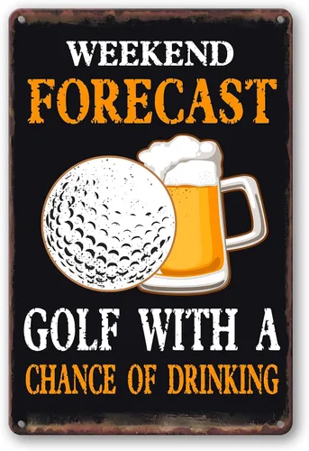 Cartel de metal divertido de la vida del golf – Decoración de pared para la cueva del hombre, hogar, deportes, decoraciones vintage de golf – 12 x 8