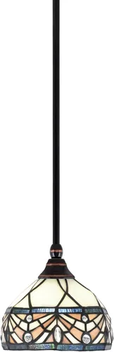 Miniatura 22 de Toltec Lighting Tallo Colgado Mini colgante, acabado de cobre negro, 3.5" cuadrado humo burbuja vidrio