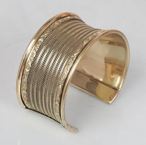 Miniatura 7 de Touchstone Brazalete indio de Bollywood Desire con base de latón exótico, tamaño libre, en oro antiguo o blanco o cobre para mujer.