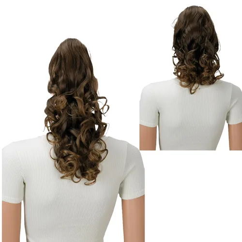Miniatura 10 de PRETTYSHOP 16 o 20 pulgadas clip para el pelo en extensión cola de caballo 2 en 1 rizada resistente al calor