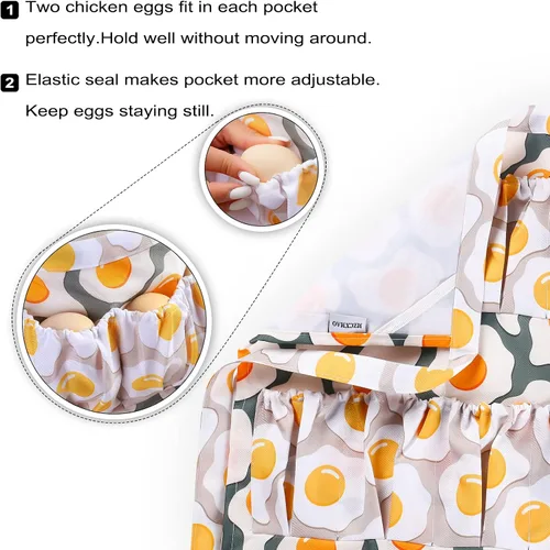 Miniatura 2 de Delantal de huevos para recoger huevos, delantal de granja resistente de 12 bolsillos, para gallinero y cocina, diseño resistente al agua