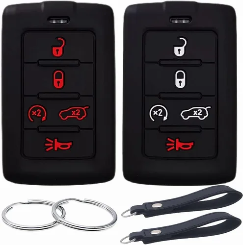 REPROTECTING Funda de goma de silicona para llavero compatible con Jeep Grand Cherokee L Grand Wagoneer L Wagoneer Grand Cherokee L 2021-2025 (negro