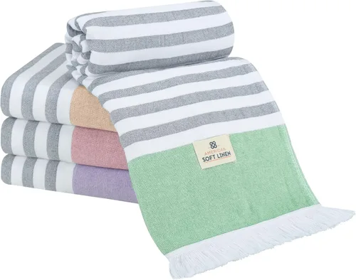 Miniatura 23 de American Soft Linen Peshtemal - Toallas de playa 100 % algodón, ligeras, sin arena, de secado rápido, para piscina de playa, 35 x 60 pulgadas, azul