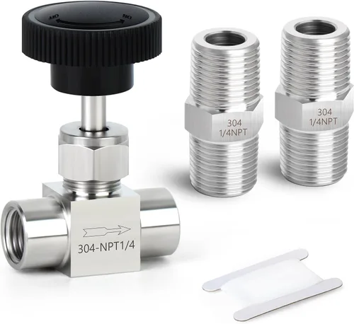 Miniatura 34 de TAISHER 1 pieza Válvula de aguja recta de acero inoxidable 304 1/2" NPT macho x 1/2" NPT hembra para control de flujo de agua, gas, aceite con rosca