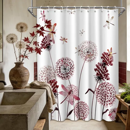 Miniatura 49 de Cortina de ducha floral para primavera y verano, flores silvestres, flores y mariposas, decoración de baño, tela impermeable con ganchos, 70