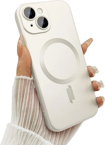 Miniatura 12 de ankofave Funda Magnética para iPhone 14 Plus para Mujeres, Funda Resistente Mate de Lujo Diseño Suave Metálico con Protector de Lente de Cámara