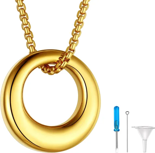 Miniatura 25 de Richsteel Collar de urna para cenizas, joyería de cremación, colgante de recuerdo conmemorativo con cadena