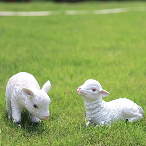 Miniatura 5 de Estatua de cordero al aire libre, escultura de oveja de jardín de granja, figura de animal decorativa, decoración de granja B 21x8x22cm(8x3x9inch)