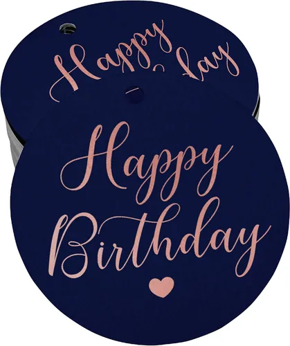 Miniatura 32 de Etiqueta de papel para colgar con texto en inglés «Happy Birthday» (50 unidades)