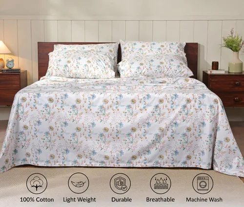 Miniatura 3 de RUVANTI 6 Piezas Sábanas de Algodón - 100% Algodón Natural Suave, Ligeras y Transpirables Sábanas de Percal Crujiente, Sábanas de Cama Tamaño Full