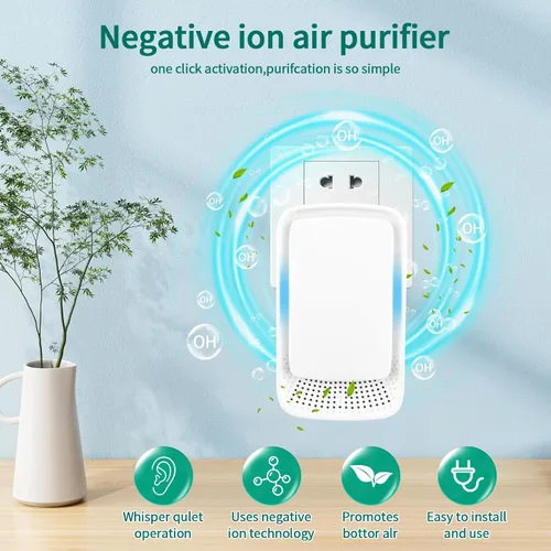 Miniatura 4 de Purificador de aire iónico enchufable (4), ionizador de aire doméstico, purificador de aire silencioso sin filtro, purificador de aire silencioso