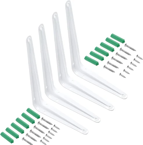 Miniatura 8 de Paquete de 4 soportes de estante de pared negros de 8 pulgadas resistentes, soportes de pared flotantes soporte L soporte colgante soporte