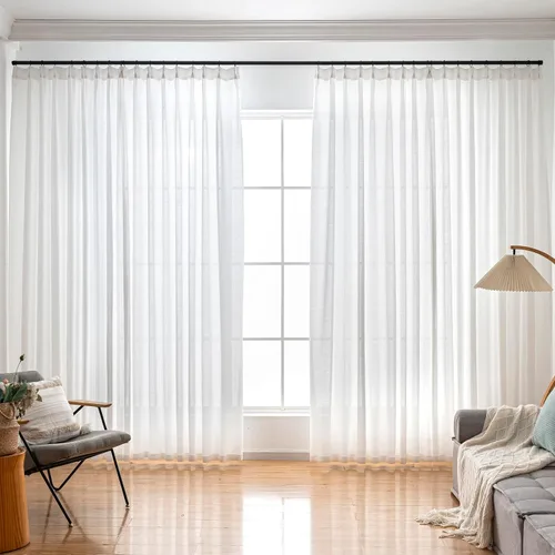 Miniatura 13 de Cortinas semitraslúcidas de lino neutro de 84 pulgadas de largo, cortinas y cortinas de lino beige crema que filtran la luz, tratamientos modernos