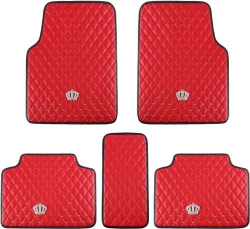 Miniatura 9 de eing alfombrillas de piel sintética para el piso del auto, SUV y camión, aptas para todo tipo de clima, juego de 5 piezas de alfombrillas delanteras