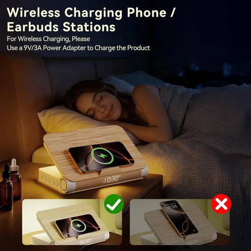 Miniatura 3 de Vivilumens Relojes Despertadores de Libro Cargador Inalámbrico Altavoz Bluetooth Lámpara de Amanecer Fuerte para Personas con Sueño Pesado Adultos