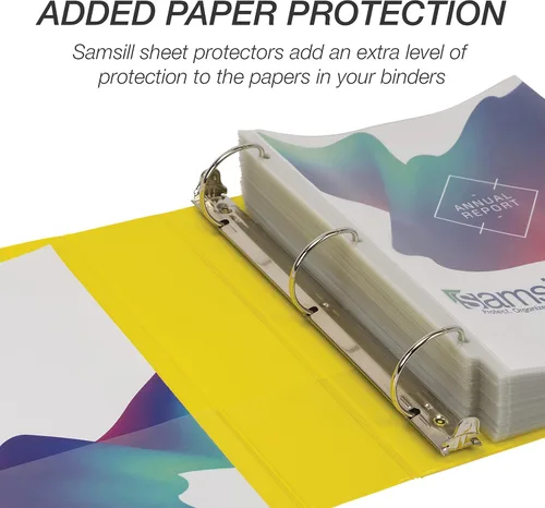 Miniatura 121 de Samsill - Carpeta duradera de 5 pulgadas, fabricada en los Estados Unidos, con anillos en D, transparente y personalizable, color blanco