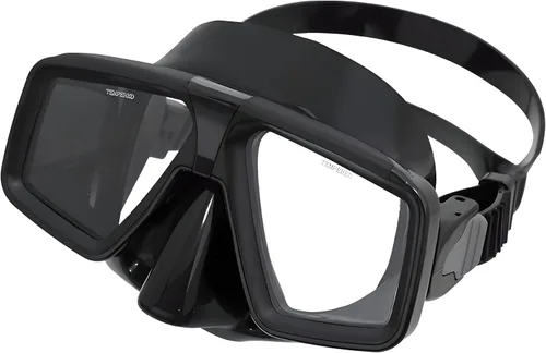 ATACLETE Máscara de buceo de doble lente de bajo volumen para buceo, esnórquel y entrenamiento militar subacuático, diseño de perfil bajo