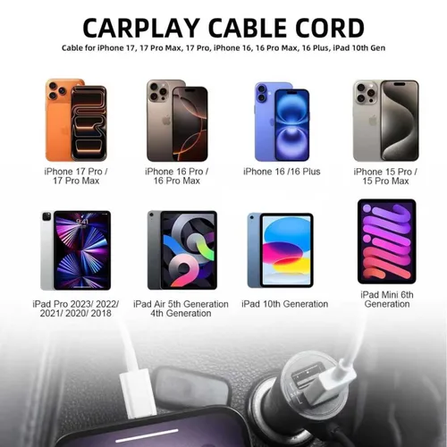Miniatura 2 de AHDFWI Cable de CarPlay compatible con iPhone 16 17 Cable USB A a USB C para 17 Air/17 16 15 Pro Max, Plus, Pro 12.9/11, 10ª generación, Air 5ª/ 4ª