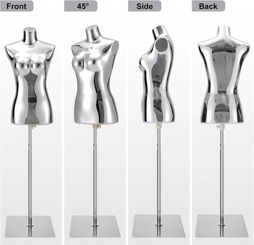 Miniatura 6 de Vestido de maniquí femenino con forma de torso – Cuerpo de maniquí con soporte de metal ajustable en altura, cuerpo de maniquí de exhibición