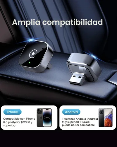 Miniatura 7 de Adaptador Inalámbrico CarPlay y Dongle Android Auto, Conexión Automática Rápida, Convertidor Inalámbrico CarPlay Compacto Plug & Play para iPhone