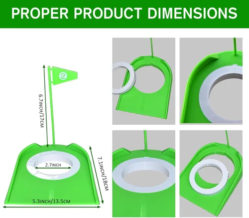 Miniatura 4 de Paquete de 9 tazas de golf con banderas, ayudas de entrenamiento de golf de plástico con recuperador de pelotas de golf, juego de agujeros de Verde