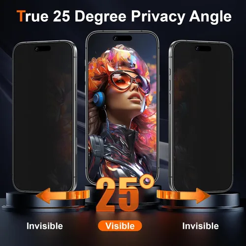 Miniatura 2 de Paquete de 2 protectores de pantalla de privacidad mate para iPhone Air / 17 Air de 6.5 pulgadas con marco de instalación, cobertura completa