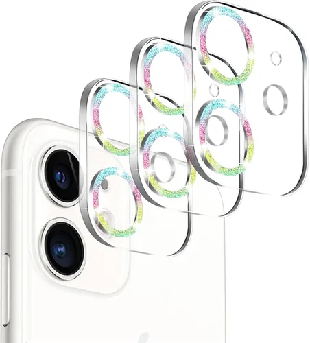 Paquete de 3. Protector de lente de cámara Dengduoduo para iPhone 11 y iPhone 12 Mini, Glitter Bling Sparkle Ultra HD, vidrio templado, dureza 9H,