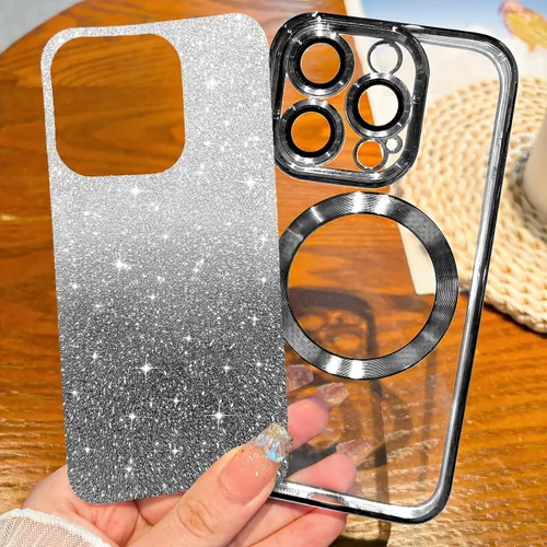 Miniatura 2 de Hython Funda para iPhone 13 Pro transparente con purpurina magnética [compatible con MagSafe] Protector completo de lente de cámara delgado