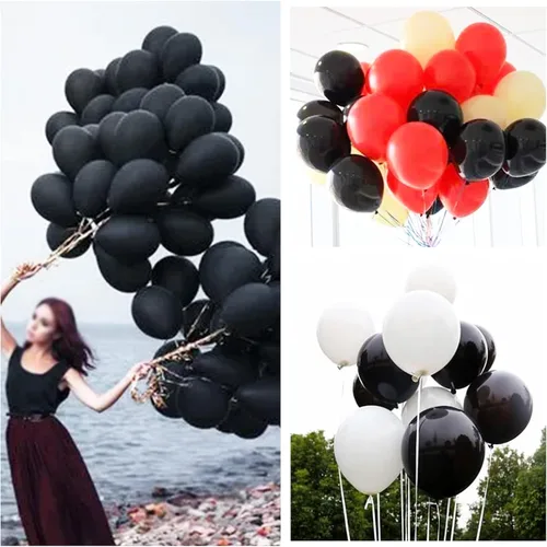 Miniatura 7 de 100 globos blancos y negros de látex gruesos de 12 pulgadas para decoraciones de cumpleaños, bodas, fiestas de graduación (globo blanco negro)