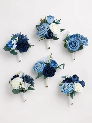Miniatura 12 de Rinlong 6 centros de mesa de flores surtidos para bodas, mesas de otoño, centro de mesa, ramos de dama de honor de color naranja quemado, estante