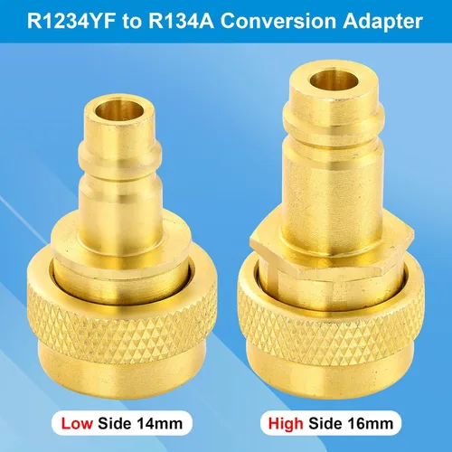 Miniatura 3 de Adaptador R1234YF a R134A, kit de adaptador de conversión A/C R134a a R1234yf, kit de acopladores rápidos R1234yf Acoplador rápido de lado alto/bajo